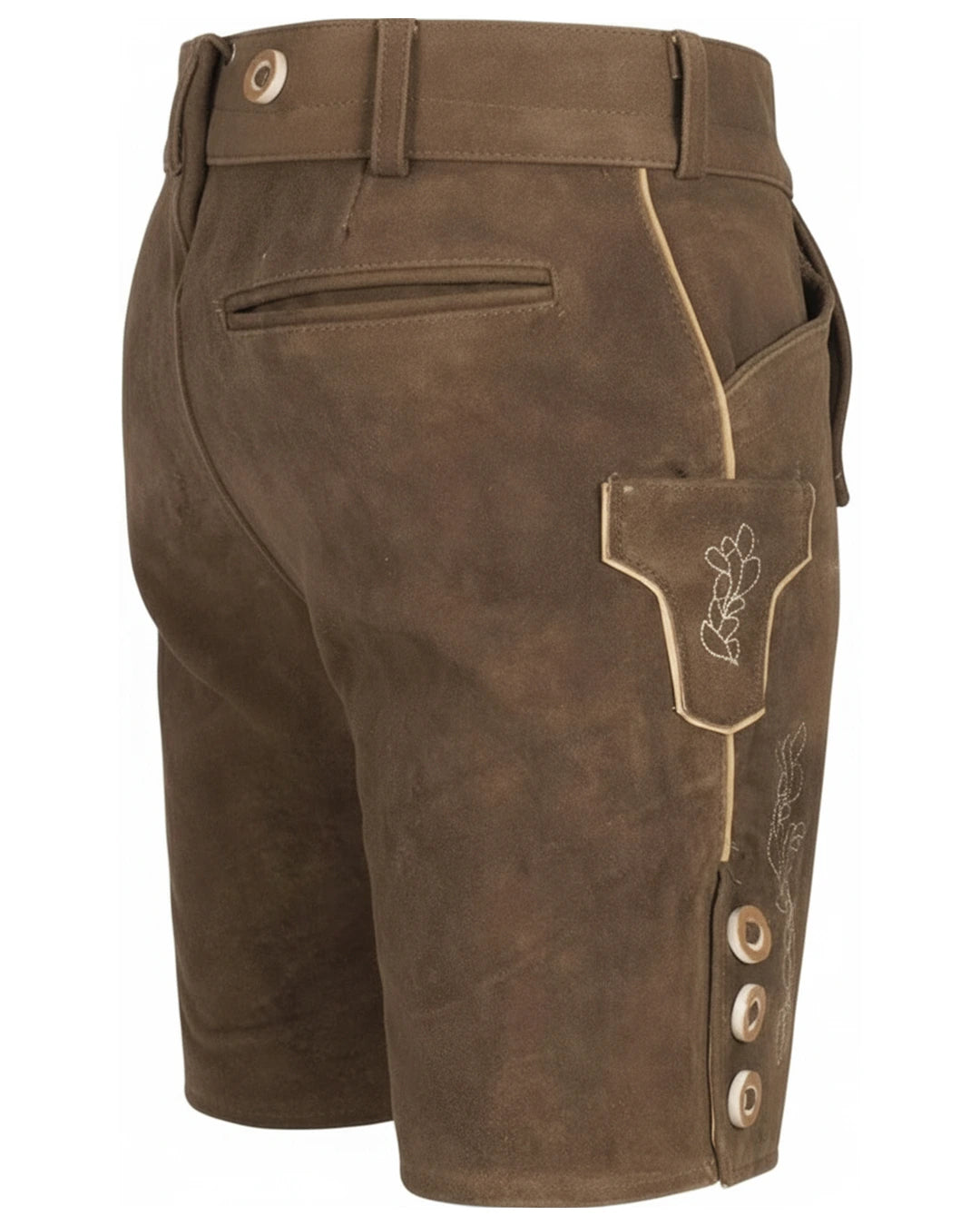 Trachten-Lederhose Eichenlaub – Braun