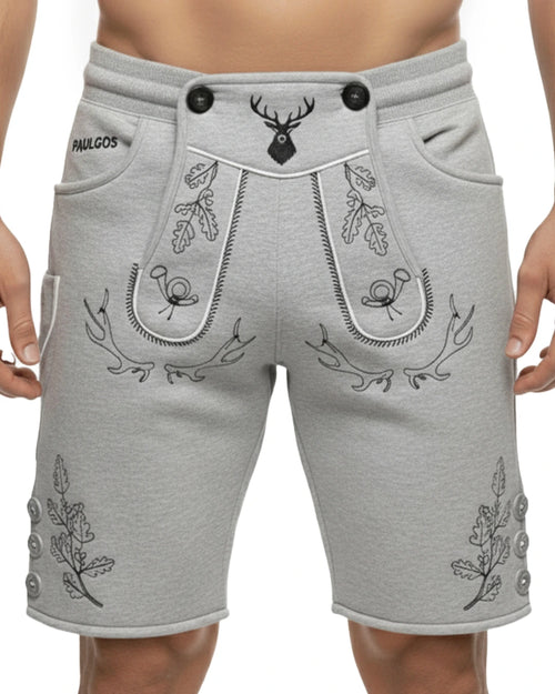 Trachten-Shorts Eichenblatt – Hellgrau
