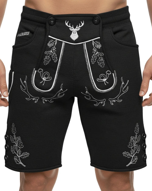Trachten-Shorts Eichenblatt – Schwarz