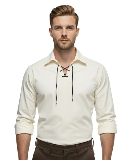 Alpenknoten Herren – Trachtenhemd Langarm Beige