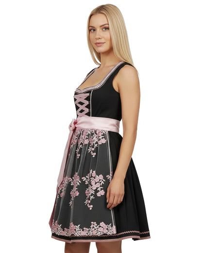 Dirndl Rosengarten – Schwarz/Rosa