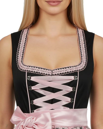 Dirndl Rosengarten – Schwarz/Rosa