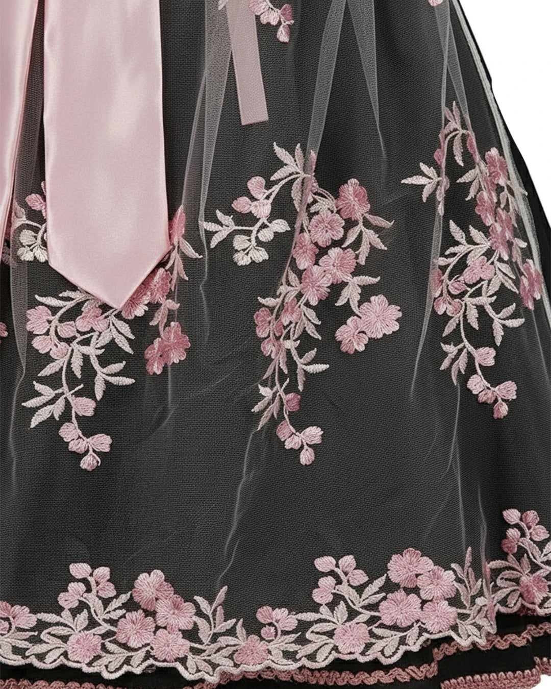 Dirndl Rosengarten – Schwarz/Rosa