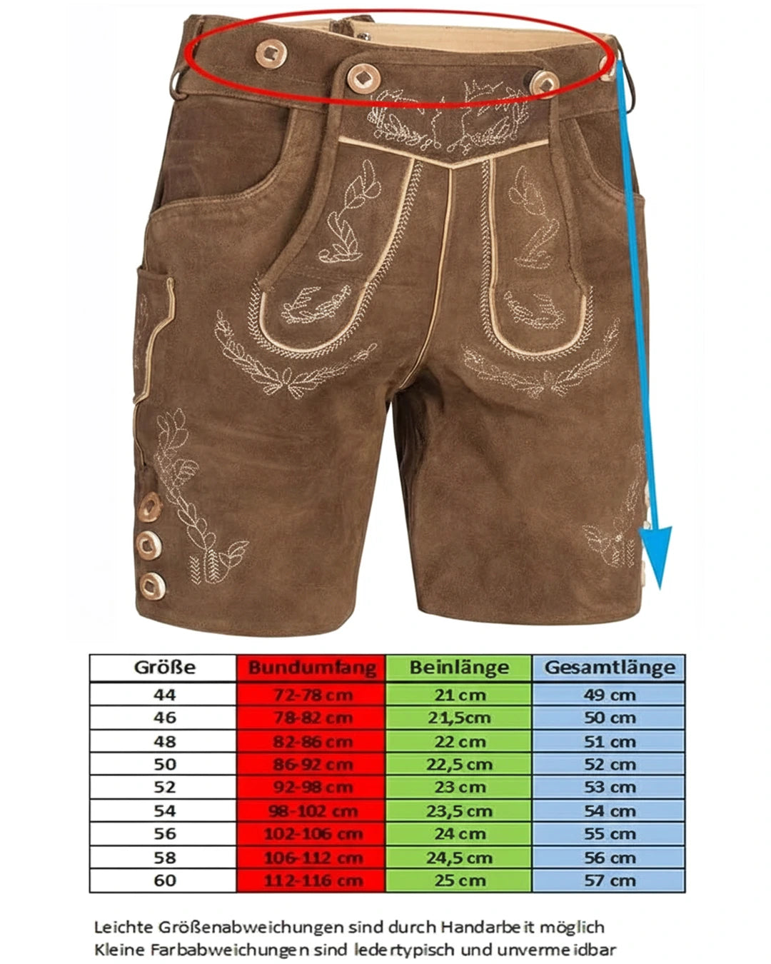 Trachten-Lederhose Eichenlaub – Braun