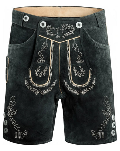 Trachten-Lederhose Eichenlaub – Schwarz