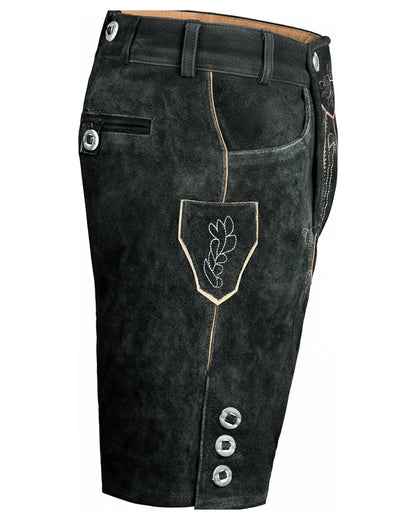 Trachten-Lederhose Eichenlaub – Schwarz