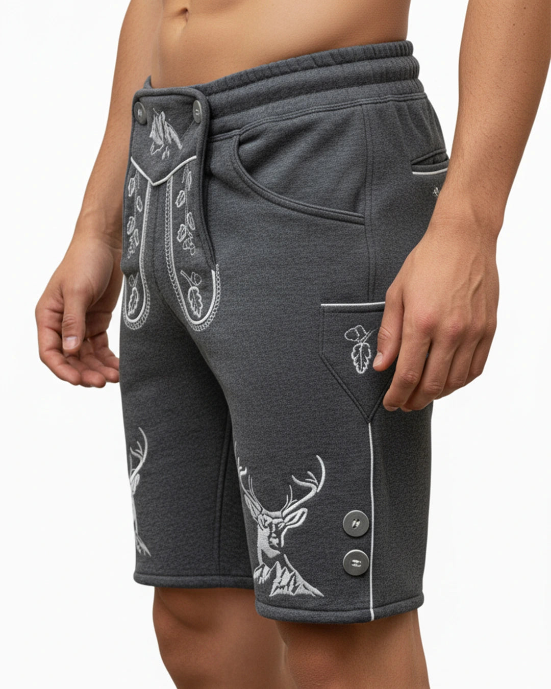 Trachten-Shorts Edelhirsch – Grau