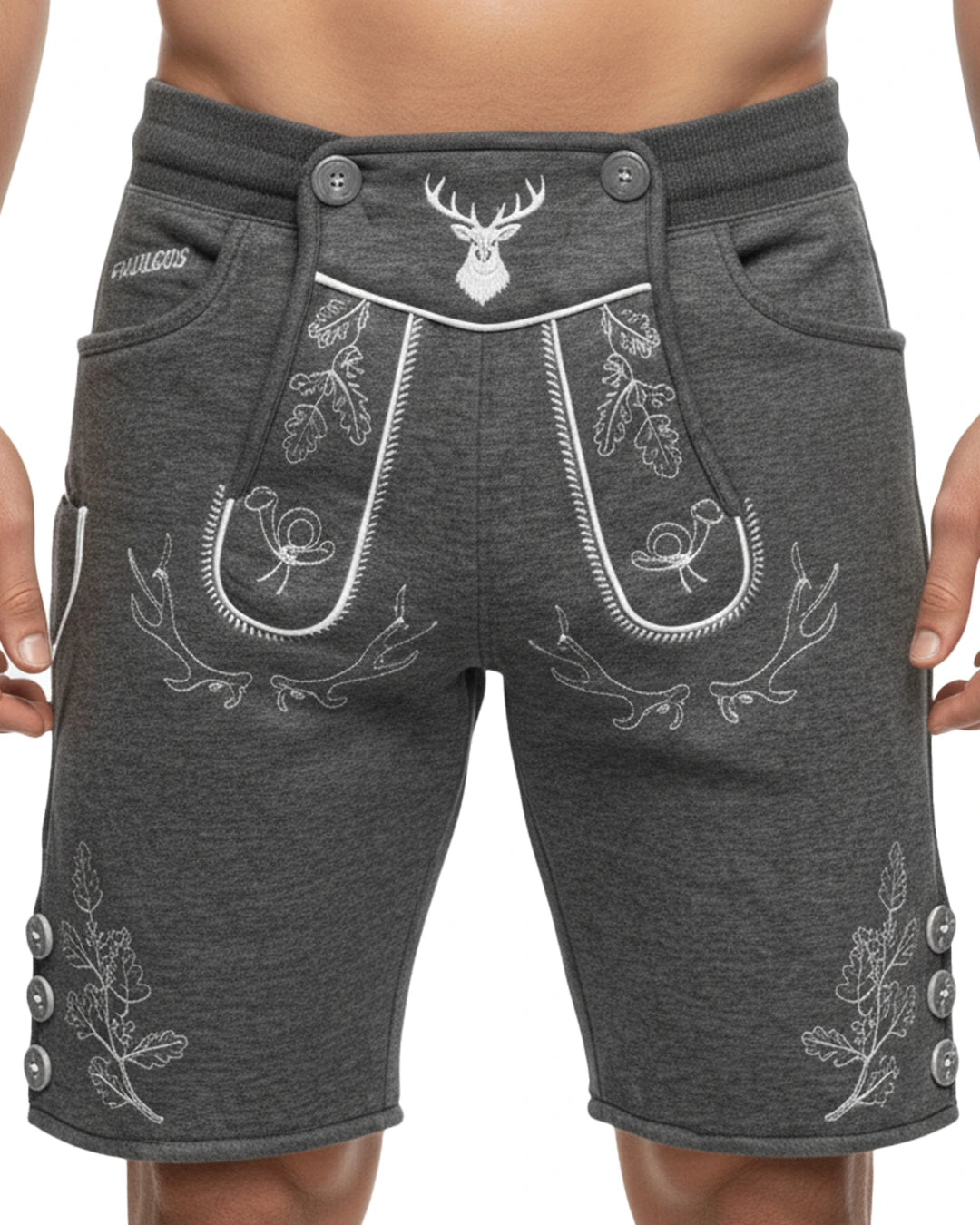 Trachten-Shorts Eichenblatt – Grau