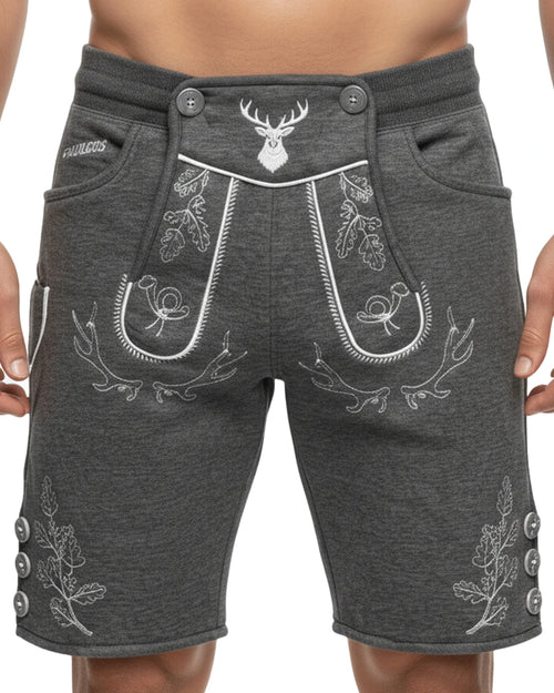 Trachten-Shorts Eichenblatt – Grau