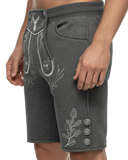 Trachten-Shorts Eichenblatt – Grau