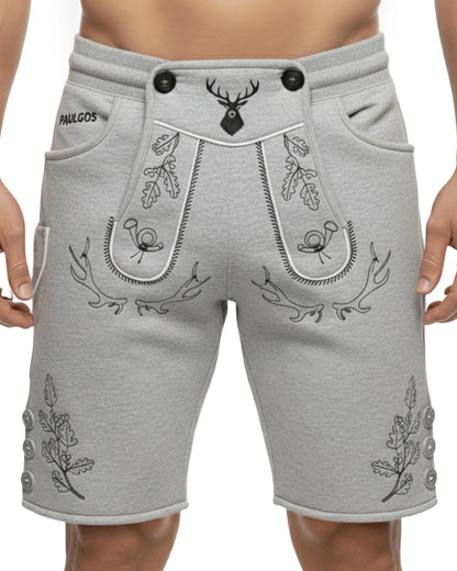 Trachten-Shorts Eichenblatt – Hellgrau