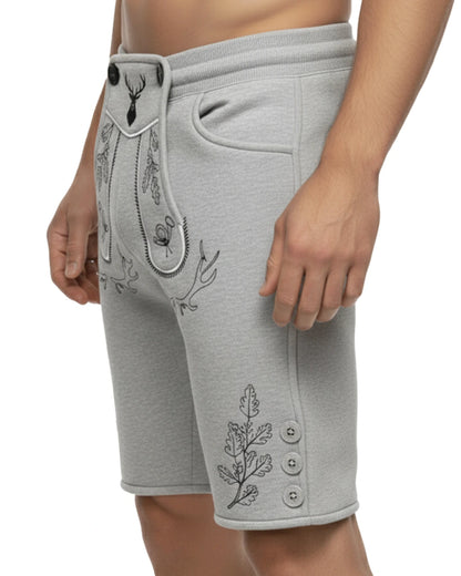 Trachten-Shorts Eichenblatt – Hellgrau