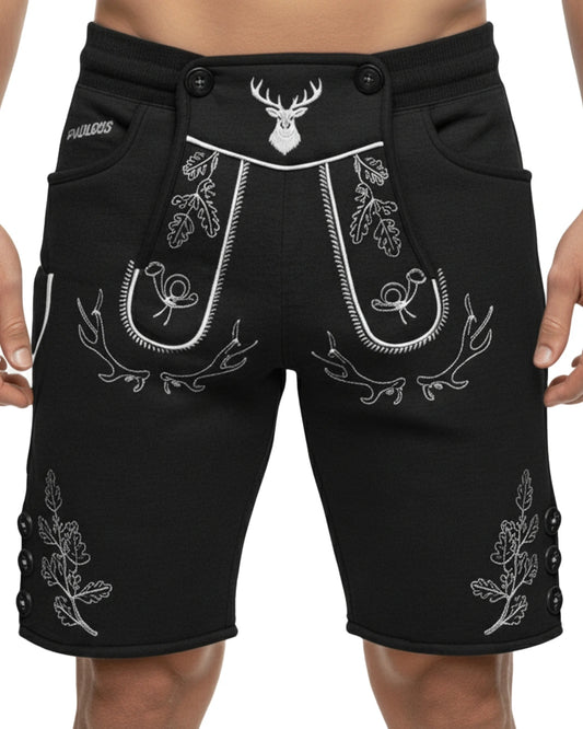 Trachten-Shorts Eichenblatt – Schwarz